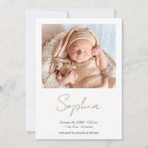 Simple Stylish Modern Script Boy or Girl Birth Announcement