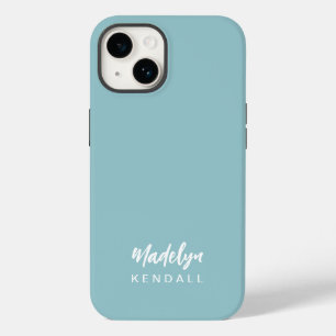 Simple Stylish Modern Script Name Teal Blue Case-Mate iPhone 14 Case