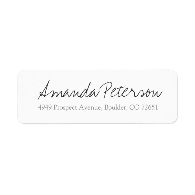 Simple Stylish Modern Script Return Address Label (Front)