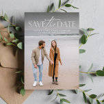 Simple stylish modern vertical photo save the date<br><div class="desc">This simple but stylish photo save the date card is the perfect way to announce your engagement and upcoming wedding to friends and family. The front of this vertical save the date features a modern type treatment in white at the top of a single photo. The back is a chic...</div>