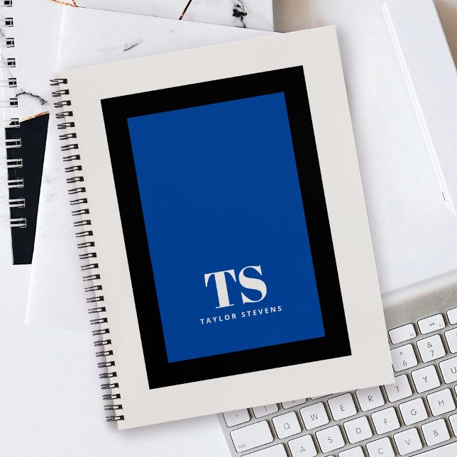 Simple Stylish Monogram Colour Block Blue Notebook (Creator Uploaded)