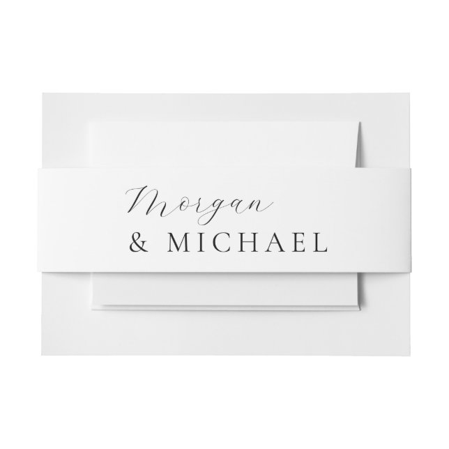 Simple Stylish Names Bride and Groom Logo Invitation Belly Band (Front Example)
