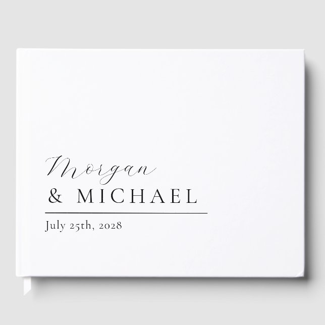 Simple Stylish Names Modern Minimal Wedding Guest Book (Front)