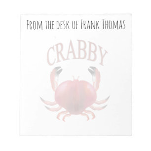 Simple Stylish Nature Crabby Crab Typography Notepad