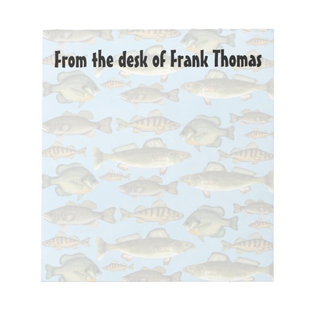 Simple Stylish Nature Fisherman Angler Fish  Notepad (Front)