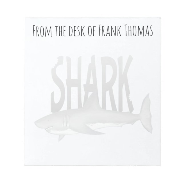 Simple Stylish Nature Shark Ocean Sea Life Notepad (Front)