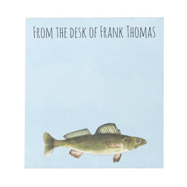 Simple Stylish Nature Walleye Fish Fishing Angler Notepad (Front)