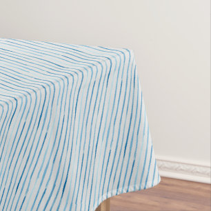 Simple Stylish Pale Blue Cottage Diagonal Striped  Tablecloth