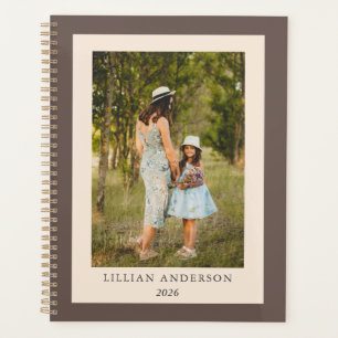 Simple Stylish Personalised Photo Boho Brown Planner