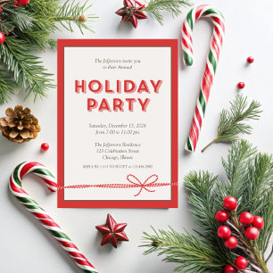 Simple Stylish Red Annual Holiday Party Invitation