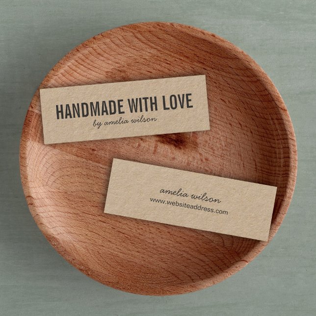 Simple Stylish Rustic Handmade with Love Kraft Mini Business Card (Creator Uploaded)