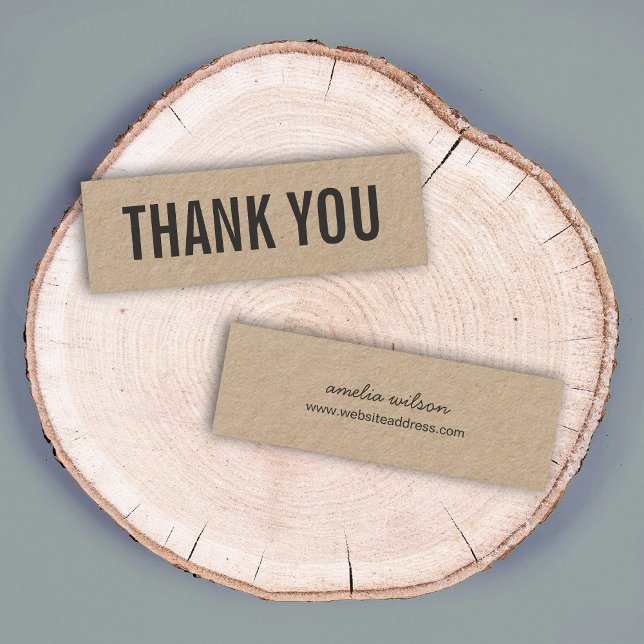 Simple Stylish Rustic Thank You Kraft Mini Business Card (Creator Uploaded)