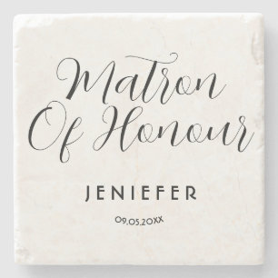 Simple Stylish Script Bridesmaid Personalised Name Stone Coaster