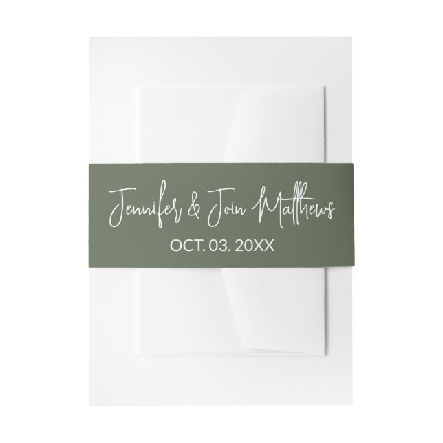 Simple Stylish Script Huntergreen Couple Invitation Belly Band (Front Example)