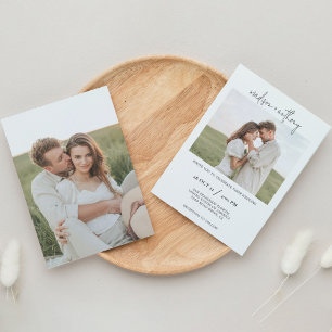 Simple Stylish Script with Photo Wedding Invitation