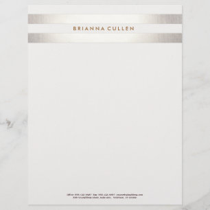 Simple Stylish Striped FAUX Silver Elegant 2 Customized Letterhead