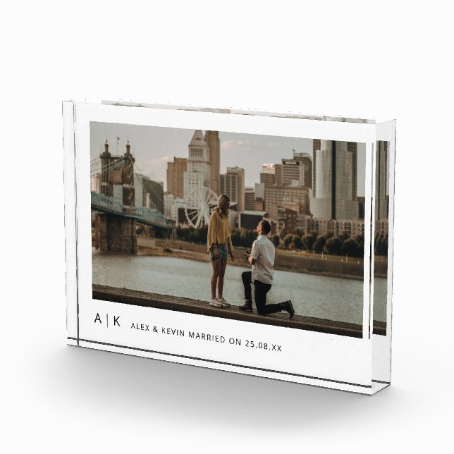 Simple Stylish Wedding Memory Keepsake Photo Block (Right)