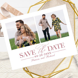 Simple Stylish Wedding Save The Date 2 Photo Postcard