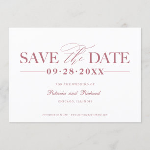 Simple Stylish Wedding Save The Date Non Photo Invitation