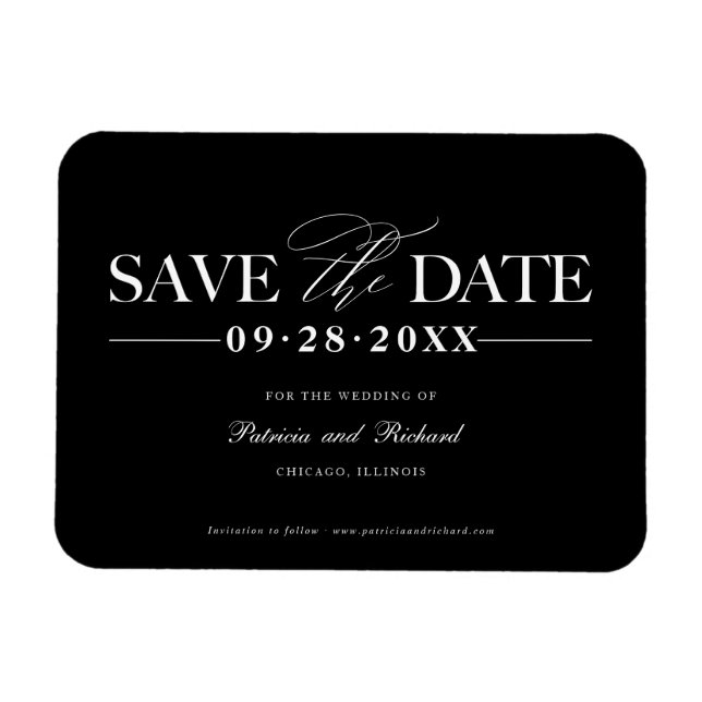 Simple Stylish Wedding Save The  Date Non Photo Magnet (Horizontal)