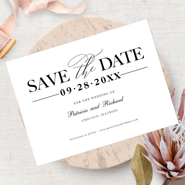 Simple Stylish Wedding Save The  Date Non Photo Postcard (Creator Uploaded)
