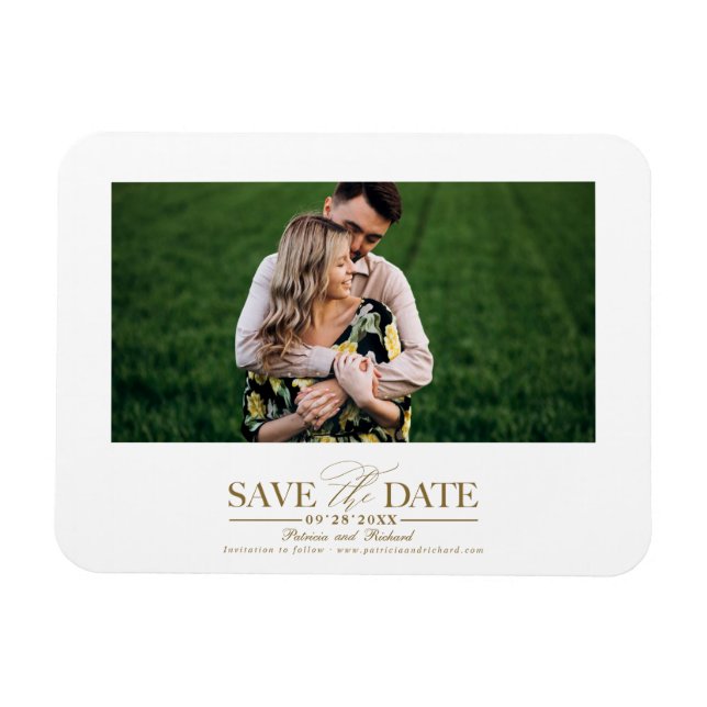 Simple Stylish Wedding Save The  Date Photo Magnet (Horizontal)