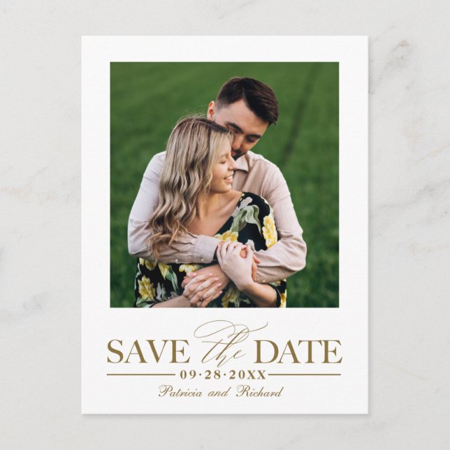 Simple Stylish Wedding Save The Date Photo Postcard (Front)