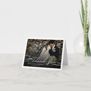 Simple Stylish White Classic Script Photo Photo Thank You Card
