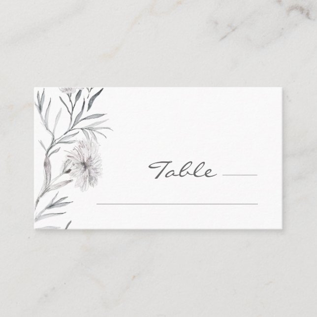 Simple Stylish White Flower Wedding Place Card (Front)