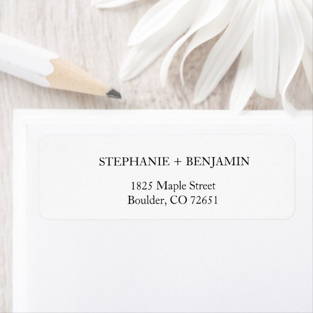 Simple Stylish White Wedding Return Address RSVP E Label (Insitu)