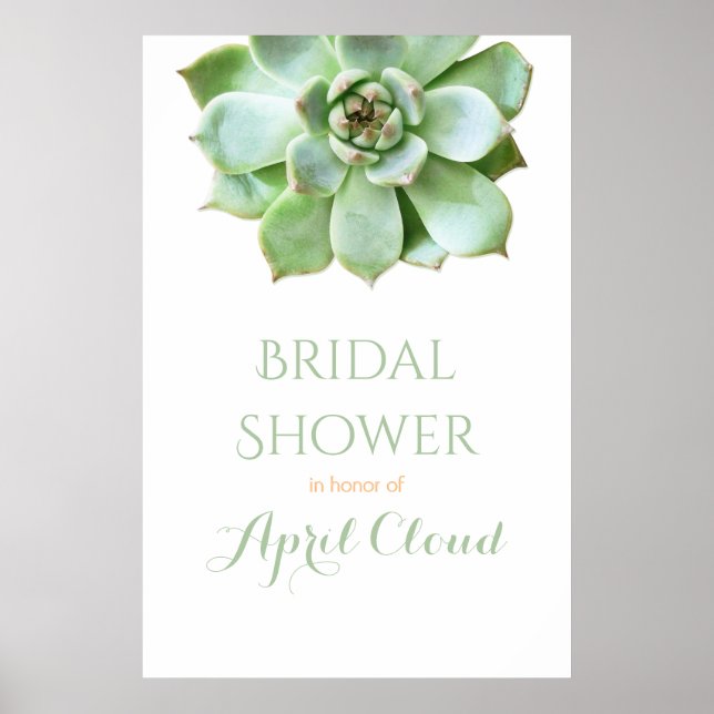 Simple Succulent Wedding or Bridal Shower Sign (Front)