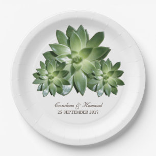 Simple Succulent Wedding Paper Plates