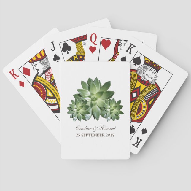 Simple Succulent Wedding Playing Cards (Back)