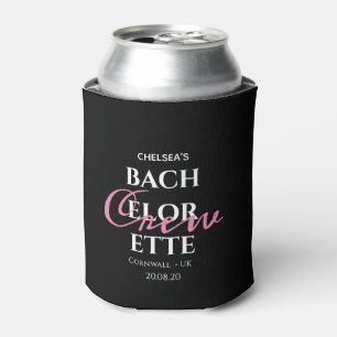 Simple Summer Black Pink Bachelorette Crew Party Can Cooler