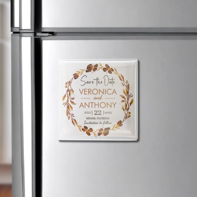 Simple Summer | Fall Floral Wedding Save The Date Magnet (Keep your wedding date top of mind with this fall-themed save the date magnet—easy to display!)