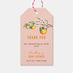 Simple Summer Orange Citrus Baby Shower Thank You Gift Tags