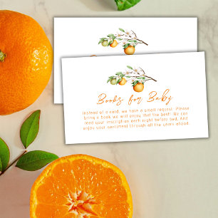 Simple Summer Orange Citrus Books For Baby Shower Enclosure Card
