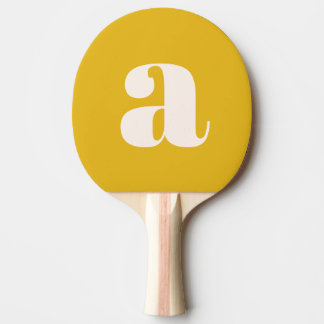Simple Summer Yellow Bold Retro Monogram Initial Ping Pong Paddle
