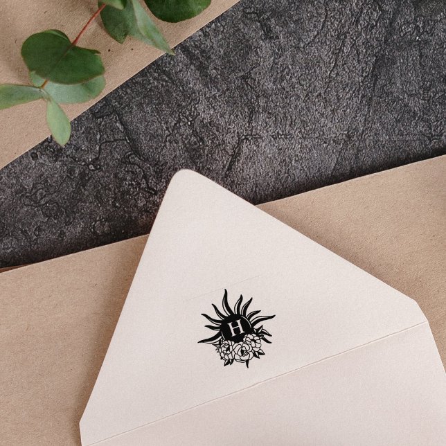 Simple Sun Flower Monogram  Rubber Stamp (Creator Uploaded)