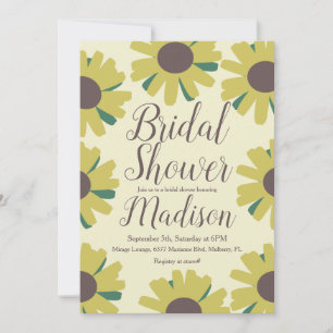 Simple Sunflower Border Bridal Shower Invitation
