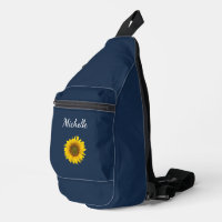 Simple Sunflower Botanical Boho Navy Blue
