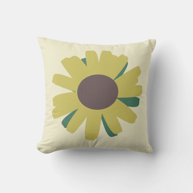 Simple Sunflower Brown Green Yellow Flower  Cushion (Front)