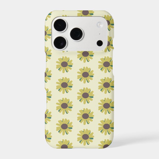 Simple Sunflower Brown Green Yellow Flower Pattern (Back)