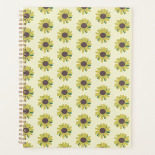 Simple Sunflower Brown Green Yellow Flower Pattern Planner