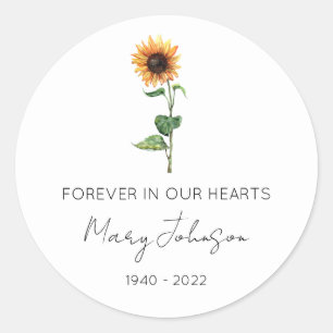 Simple Sunflower Memorial  Classic Round Sticker