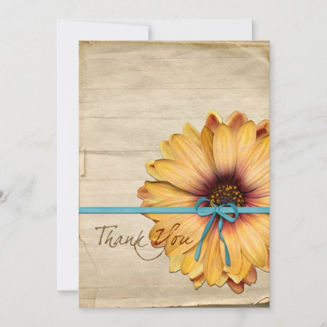 Simple Sunflower Natural Organic Thank You Custom Card (Front)