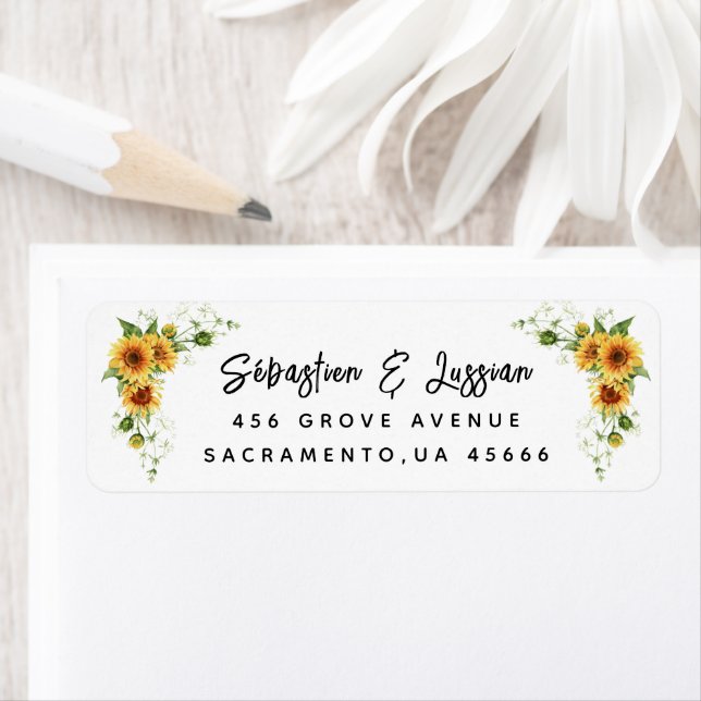 Simple Sunflower Return Address  Return Address Label (Insitu)