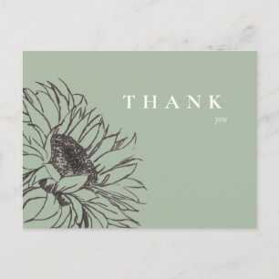 Simple Sunflower Sage Funeral Thank You Postcard