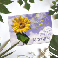 Simple Sunflower & Sunrays Thanks Rustic Fireman