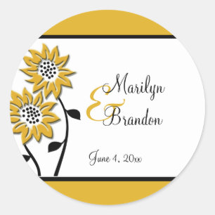 Simple Sunflowers 1.5" Round Wedding Sticker